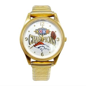 Sun Time *Denver Bronco Super Bowl XXXII Champions Gold Watch/Case